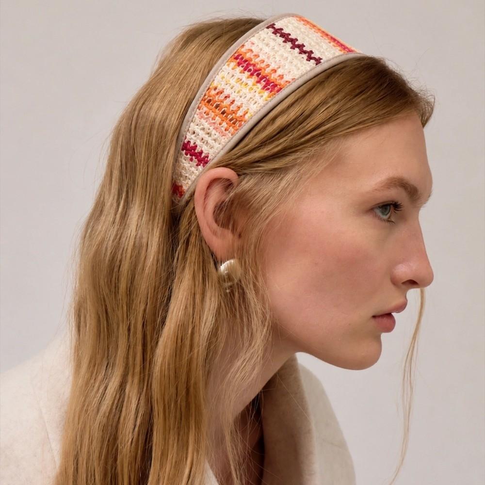 Bohemian Straw Woven Headband Wide-Brimmed Braided Hair Hoop New Rattan Weaving Hairband  Women
