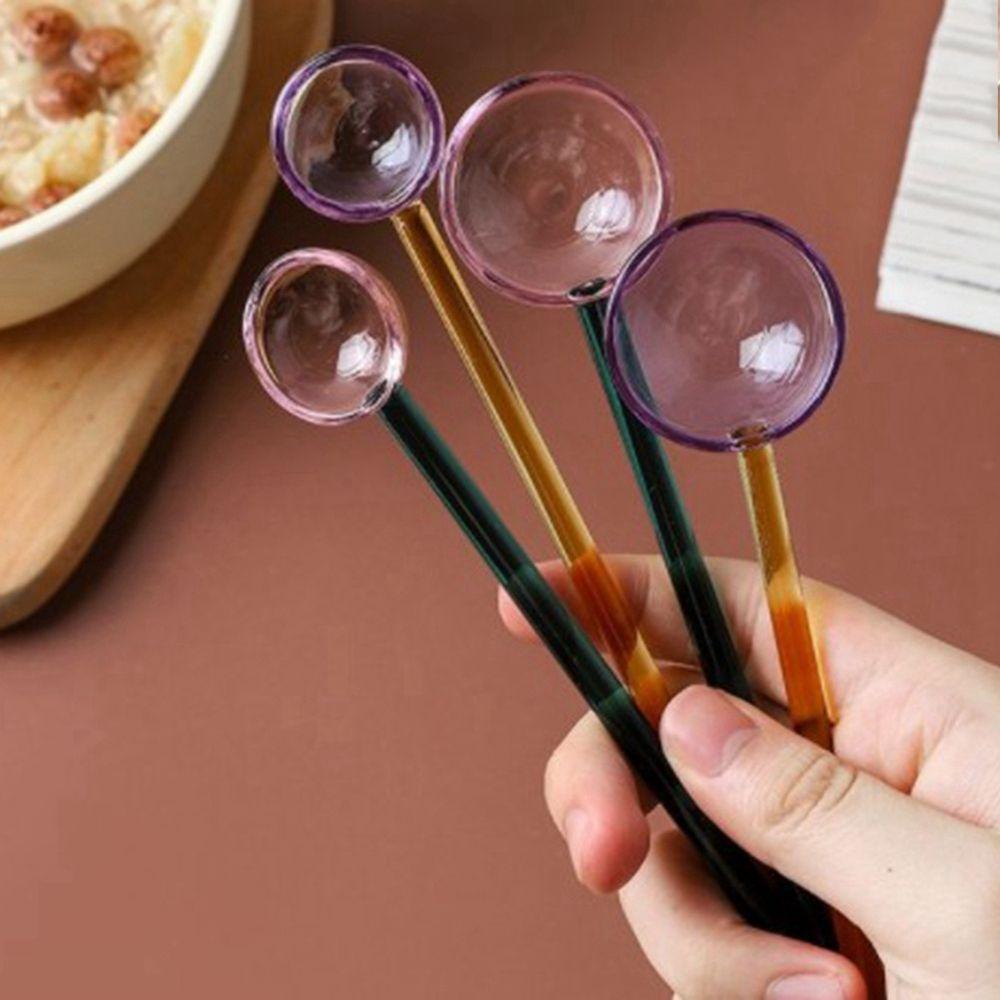 Colored Transparent Coffee Scoop Glass Milk Spoon Dessert Tableware Stirrer Spoon Stirring Spoons
