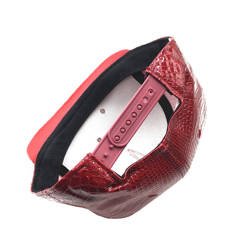 Crocodile Grain Hip Hop Baseball Cap with Rhinestone PU Leather Brim