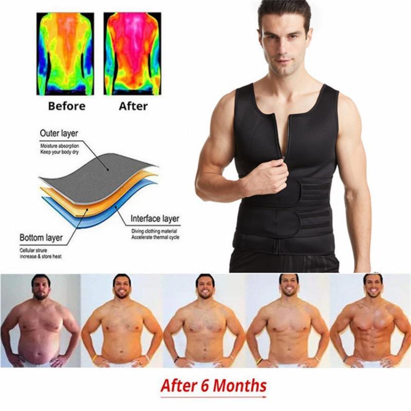 Mens Plus Size Waist Trainer Sweat Vest Neoprene Slimming Body Shaper Fitness Workout