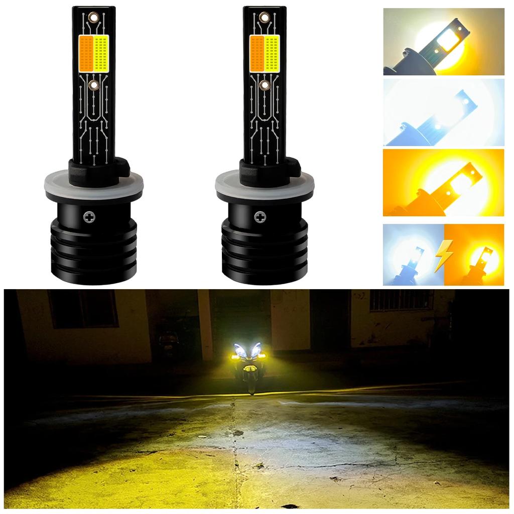 Tricolor Strobe H11 H8 9006 HB4 HB3 9005 H1 H3 H7 880 881 5202 H16 COB Fog Lights LED Bulb Car Day Driving Running Light 3000LM