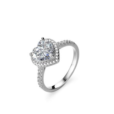 S925 zilveren ring moissaniet hartvormige liefdesring voor vrouwen 2ct moissaniet verlovingsring trouwring cadeau voor vriendin