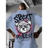Men's Fashion Summer Angry Bear Letter Print Comfortable Breathable Round Neck T-shirt Outdoor Street Style Top