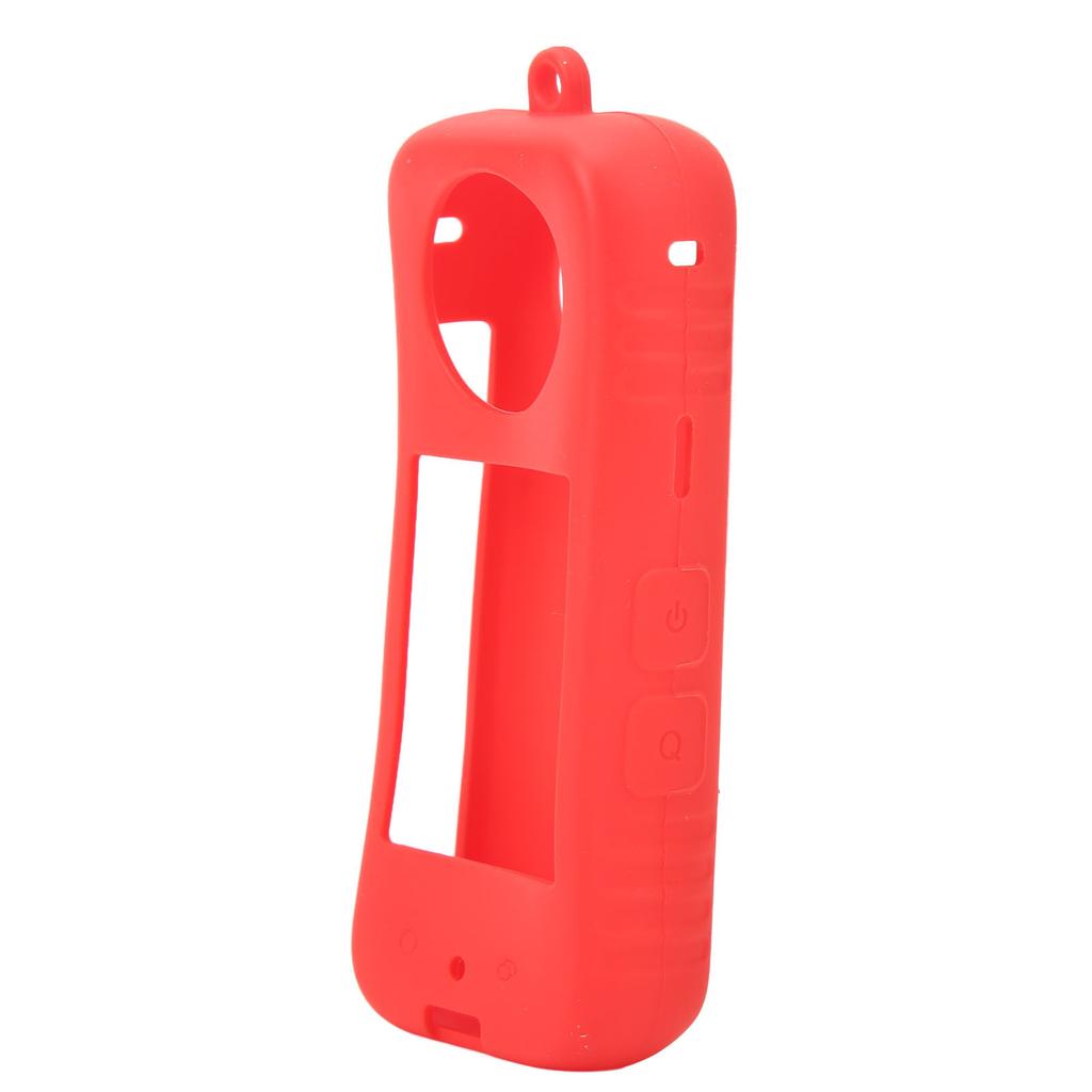 Panoramic Camera Protective Cover Silicone Anti Fall with Hand Strap Camera Body Lens Protector for Insta360 X3 Red