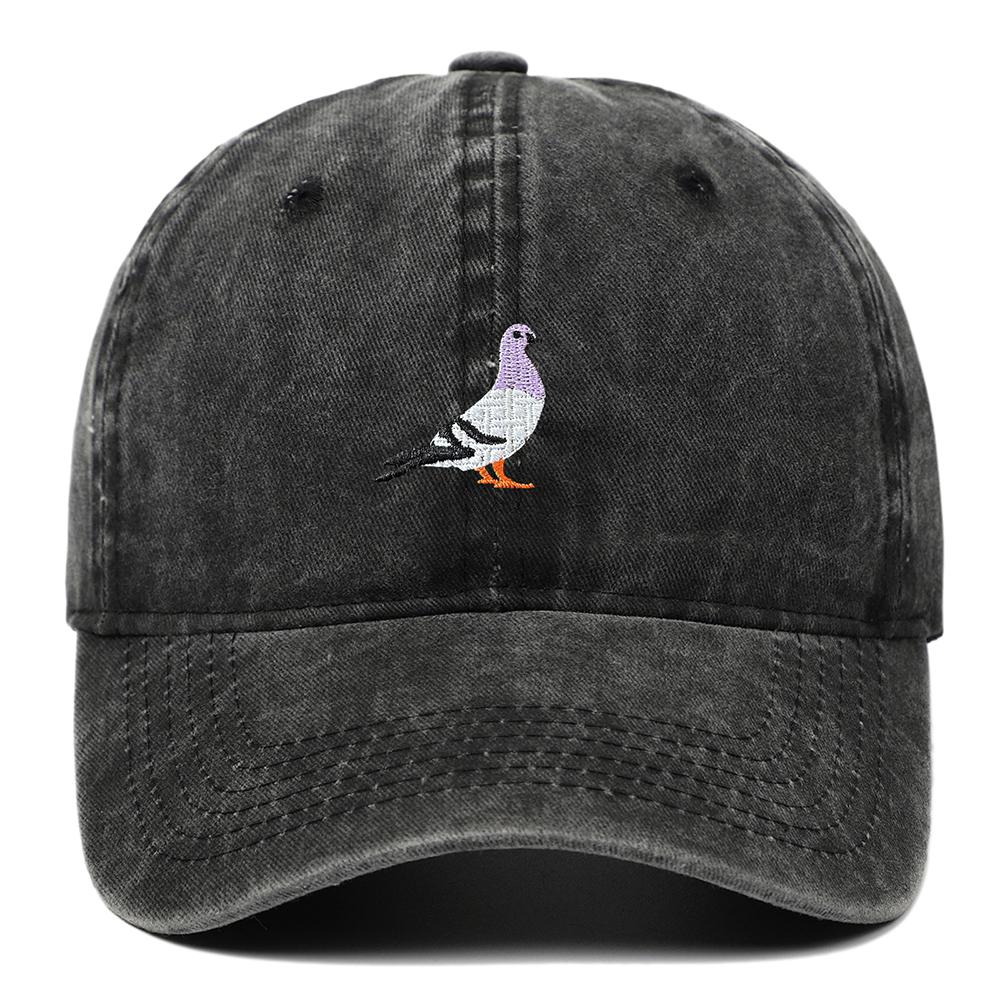 Casquette de baseball unisexe brodée de pigeon, protection solaire, lavée, chapeau de sport d'extérieur pour hommes et femmes, décontracté