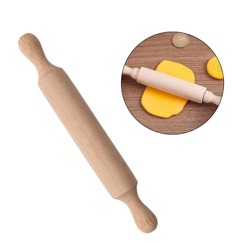 Set Of 6 Small Wooden Playdoughs Rollers Child Sized Baking Utensils Skill Development Kitchen Activity Tool