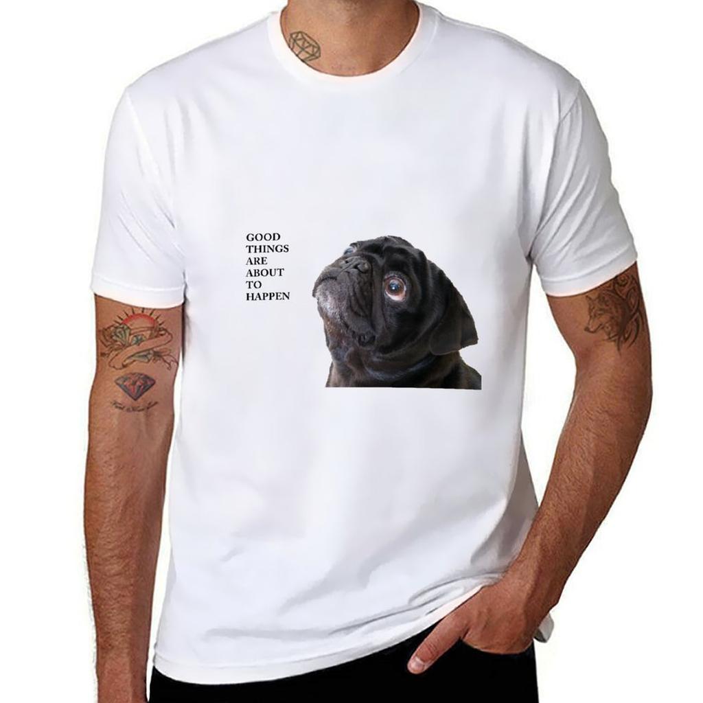 Good Things Black Pug Tshirt Light Athletic Short Sleeve Tee Shirt Tshirt
