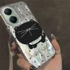 Big Headed Black Cat Circular Dots Phone Case for Xiaomi Poco X5 X7 M6 Pro X6 X3 NFC C75 C71 C65 C61 Back Silicone Shell Cover