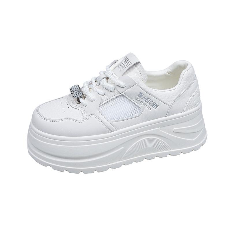 Premium Sense Versatile Thick-soled Round Head White Shoes Women's Popular Board Shoes 2025 Super Hot New Spring and Autumn Casual Sports Shoes