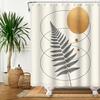 Tropical Rainfores Bathroom Shower Curtain Plant Green Leaves Simple Line Decor Waterproof Bathtub Bathroom Curtain With Hooks