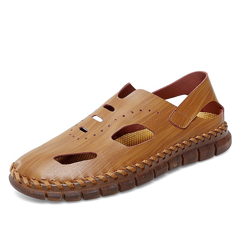 Luxury Handmade Summer Shoes Brand Designer Casual Sandals Classic Slip On Outdoor Men Sandals Leather Comfy Walking Sneakers