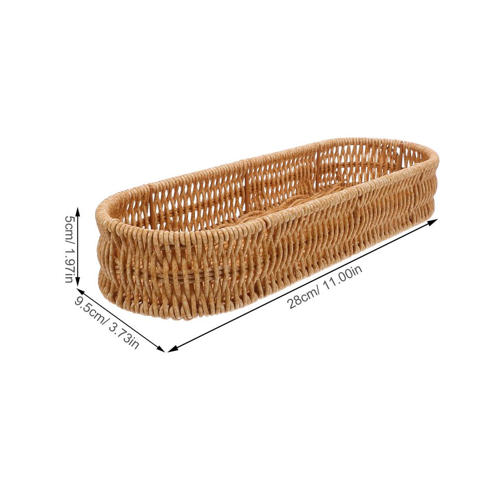 Rectangular Imitation Rattan Cutlery Basket Handwoven Organizer Flatware Kitchen Utensil Storage Tableware Chopstick Holder