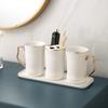 Ceramic Bathroom Set White Tooth Brushing Cup Draining Soap Box Household Shampoo Bottle Washing Six-piece Bathroom Accessories