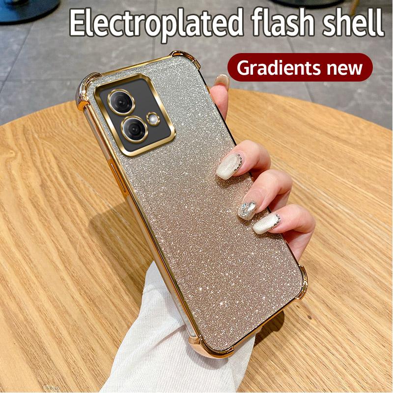 Luxury Plating Shockproof Clear Glitter Phone Case For Motorola Moto G84 G54 G82 5G G52 G71S G30 G20 G10 Power Transparent Cover