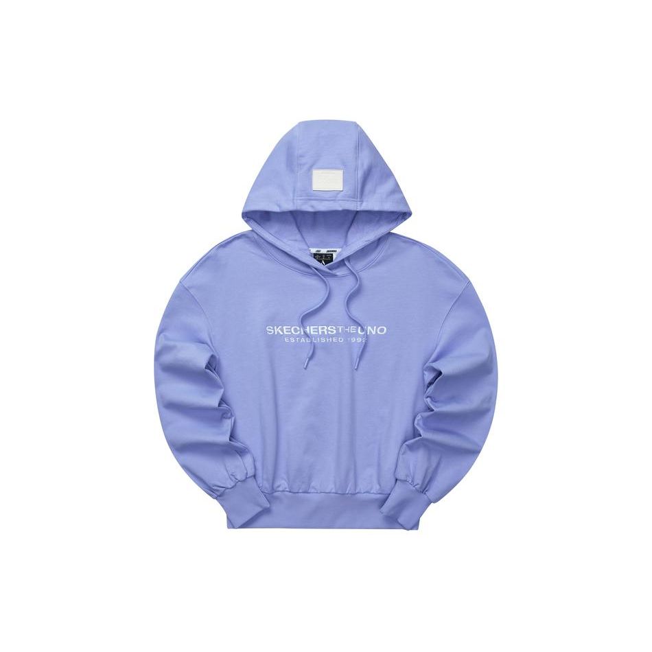 Skechers Lettered Hooded Pullover Loose Sports Sweatshirt Women sweatshirt Easter-Purple L124W058-046G S
