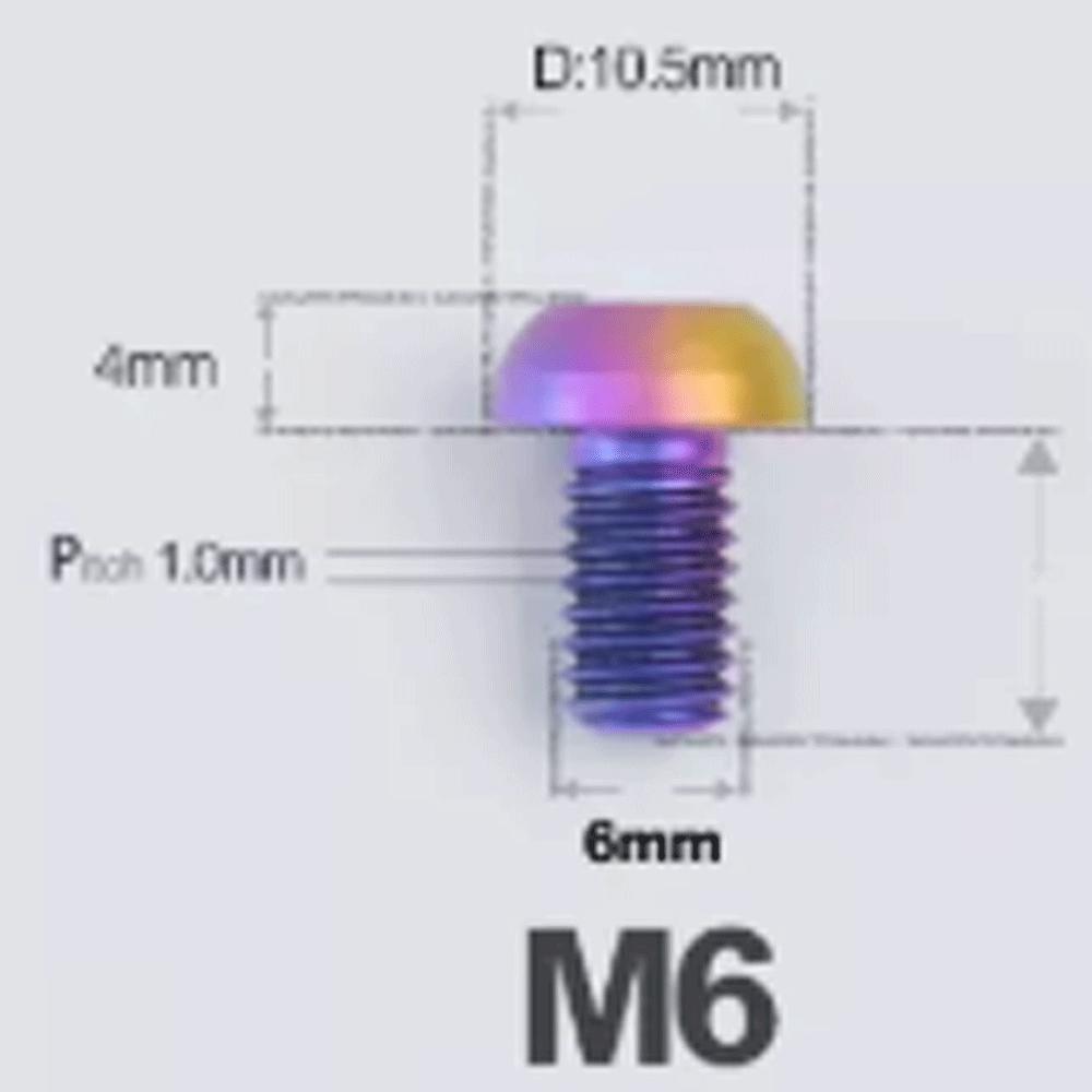 Multiple Color M6 P1mm X6/8/10/12/14/16/18/20/25/30/35mm GR5 TC4 Titanium Alloy Screw Bolt T30 Torx Mushroom Head For Bike