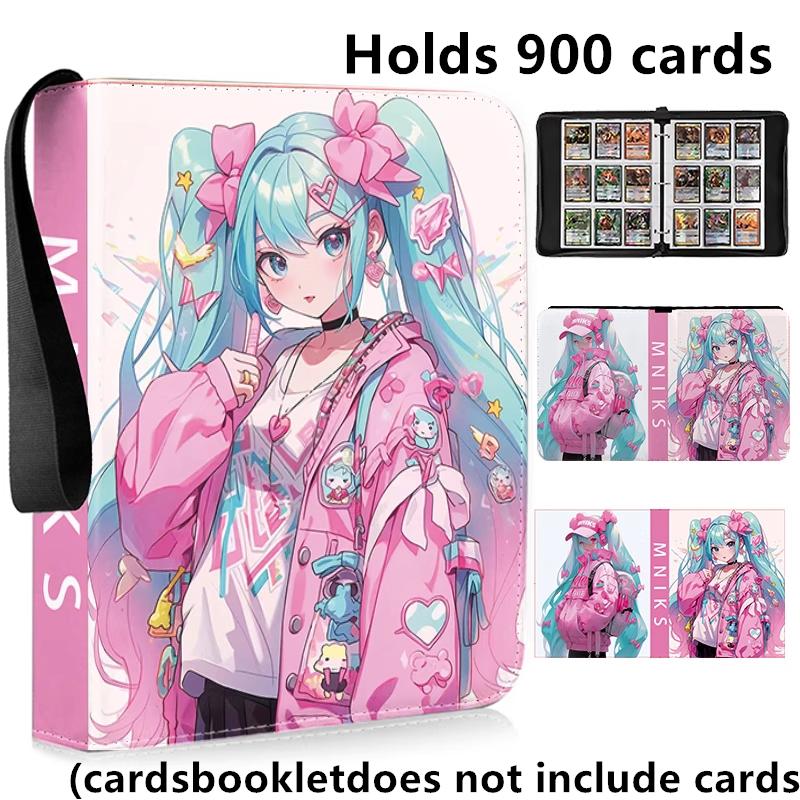 Hatsune Miku 400pcs/900pcs Card Album Book Folder 4/9 Card Slots Collections Zipper Double Pocket Zipper Card Binder Holder
