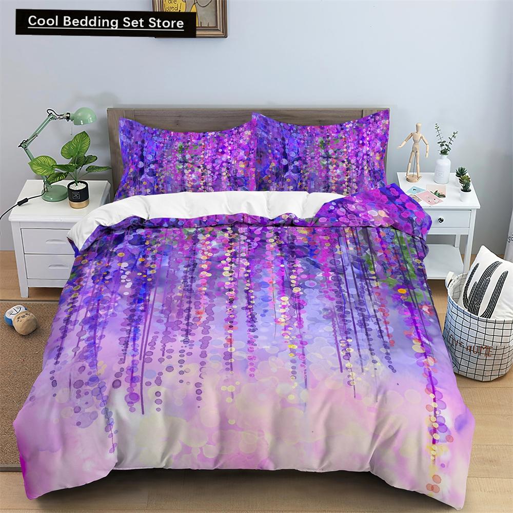 Watercolor Flowers King Queen Duvet Cover Colorful Blooming Floral Bedding Set for Teen Adult Plant 2/3pcs Polyester Quilt Cover