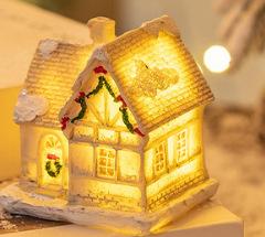 Christmas Decorations Christmas Resin Small House LED Light-emitting House Christmas Micro Landscape Ornaments Christmas Gifts