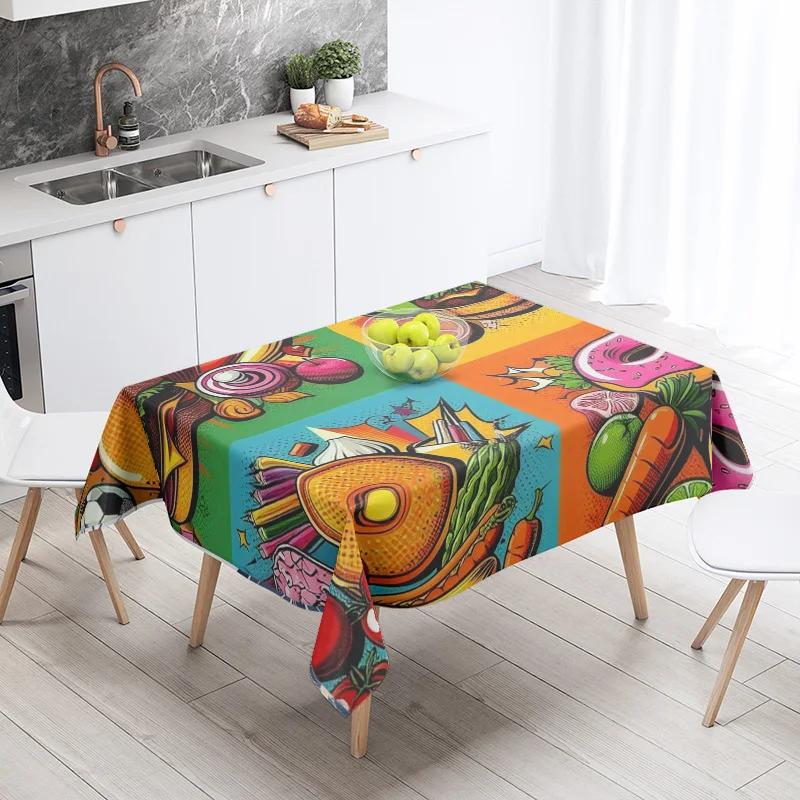 New Abstract Tea Tablecloth Waterproof and Oil-proof Dining Tablecloth Nordic Wind Bar Tablecloth Home Decoration