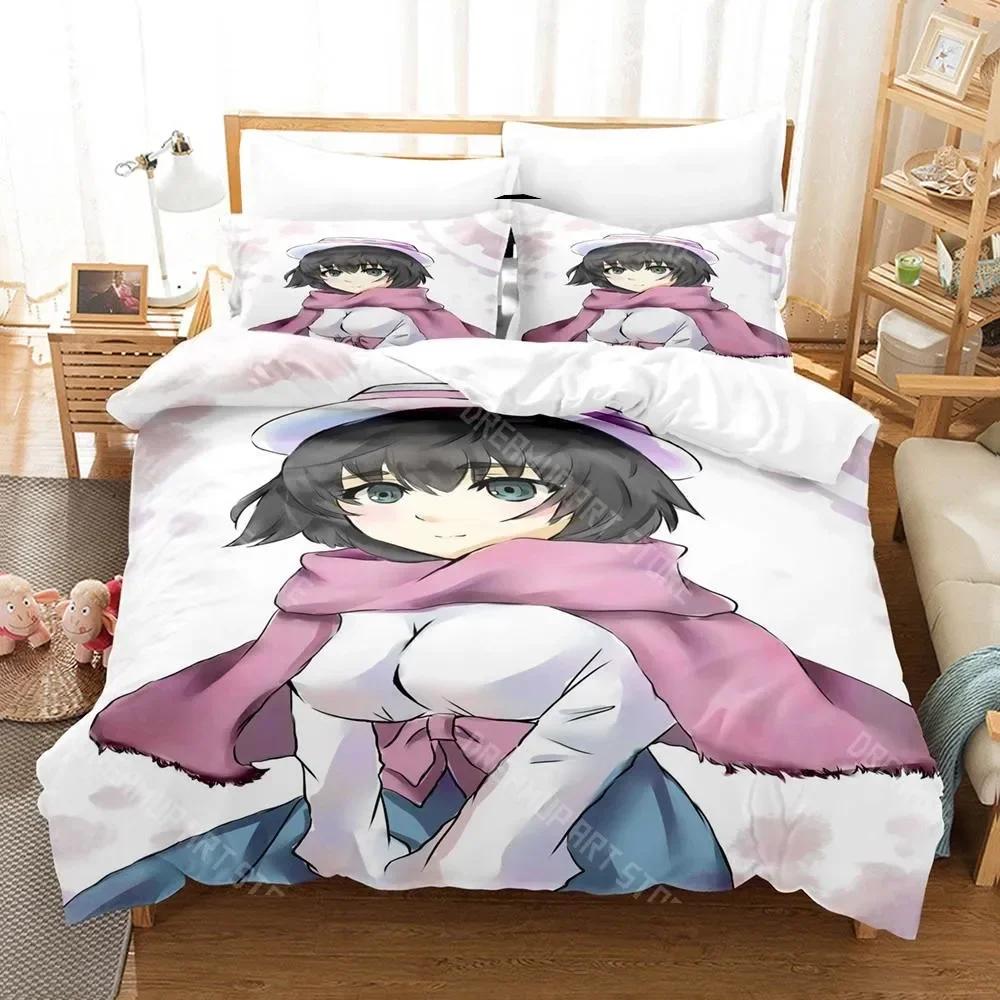 Kawaii Steins Gate Bedding Set Single Twin Full Queen King Size Bed Set Aldult Kid Bedroom 3D Anime Bed Sheet Set
