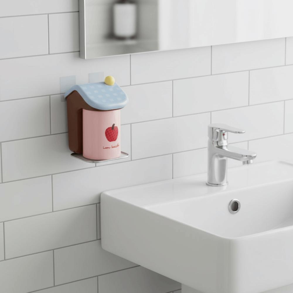 Plastic Toothbrush Cup Holder Magnetic Toothbrush Storage Rack Mouthwash Storage