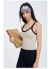 Women's Contrast Color Yoga Vest with Fixed Chest Pad - High-Strength Shockproof Sports Underwear.