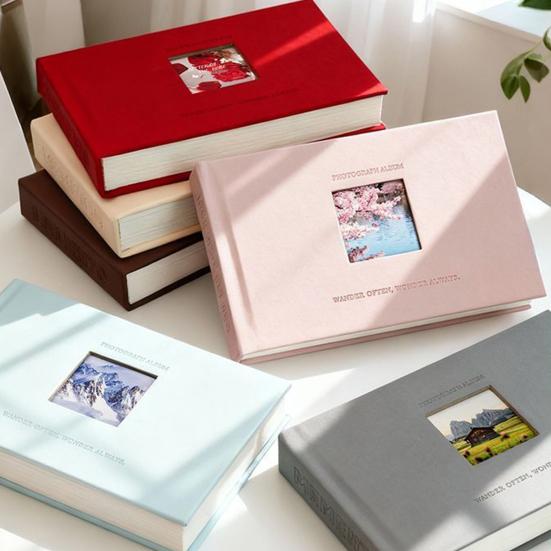 Photo Album, Small Slip-in Photo Album, Photo Book Picture Album with Front Window, Holds 52 Photos Memory Book for Wedding Family Anniversary