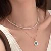 Turquoise Pearl Necklace Stacked Women's Accessories Summer Collarbone Chain High-end Light Luxury Niche Pendant Neck Chain Jewelry