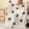 Brown Bear Series Flannel Blanket Thickened Warm Soft, Skin-friendly Cozy Throw, Ideal for Home, Picnics, Decor, Great for Christmas, Halloween