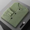 Men'S Cashmere Cardigan Round Neck Autumn/Winter Seven-Needle Thickened Long-Sleeve Loose Cardigan Sweatshirt Wool Knit Sweater Batch