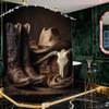 1 Vintage Cowboy Shower Curtain | Polyester Sateen, Unlined, 180*180cm, Includes 12 Hooks, Machine Washable, All-Season Home D