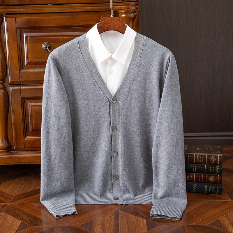 Spring Autumn Sweater Men's Clothing V-Neck Cardigan Knit Loose Tops Jersey Pull Wool Coat