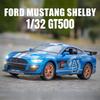 1/32 Ford Shelby GT500 Toy Car for Children Diecast Metal Miniature Model Pull Back Sound & Light Collection Gift Kid Boys