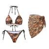 Sexy Chiffon Half Skirt Beach Wrap Three-piece Swimsuit Women Bikini2026