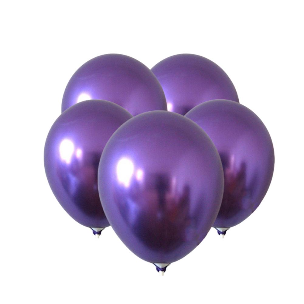 

5Pcs 12-дюймові металеві латексні повітряні кулі для святкування весілля, дня народження, прикраси фіолетовий