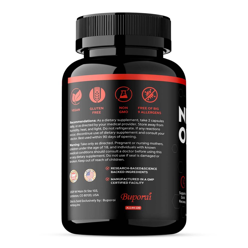 Buporai Cápsulas de Óxido Nítrico - Recuperación Deportiva - Salud Muscular