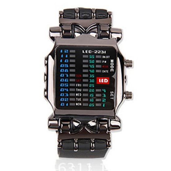 Watch Rectangle Adjustable Plastic Creative Number Matrix LED Digital Watch for Boys