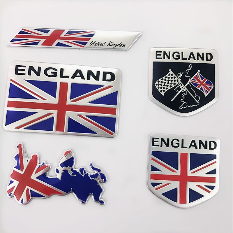 1pc 3D Aluminum ENGLAND United Kingdom UK National Flag Map Car Motorcycle Badge Emblem Decal Sticker For Land Rover MINI Jaguar FG5