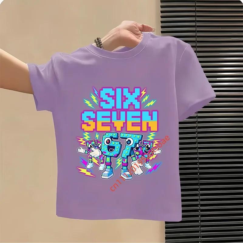 Funny Six Seven Italian Brainrot 67 Number Graphic Print TShirt BoyGirl Summer Short Sleeved Kids Loose Comfortable Tshirt Top