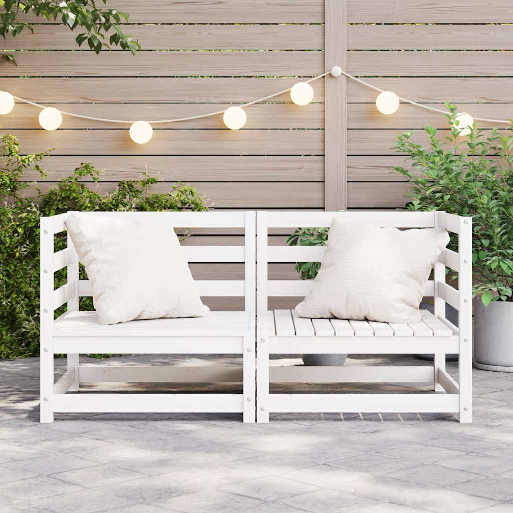 Garden Corner Sofa Set 2 Pieces White Solid Pine Wood