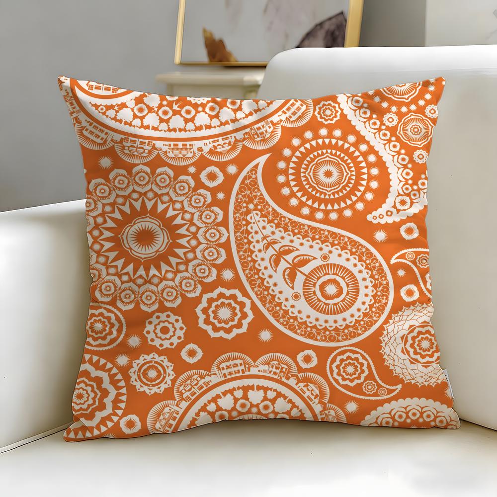 Paisley Pattern Cushion Cover Soft EasyWash Pillow Case Versatile for Couch Bed Travel and Office