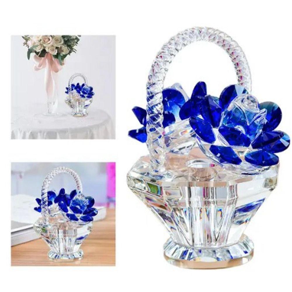 Crystal Art Crystal Flower Basket Figurines Beautiful Car Ornaments Dressing Table