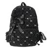 Corduroy Backpack Large Capacity Bow Print Backpack Student Schoolbag