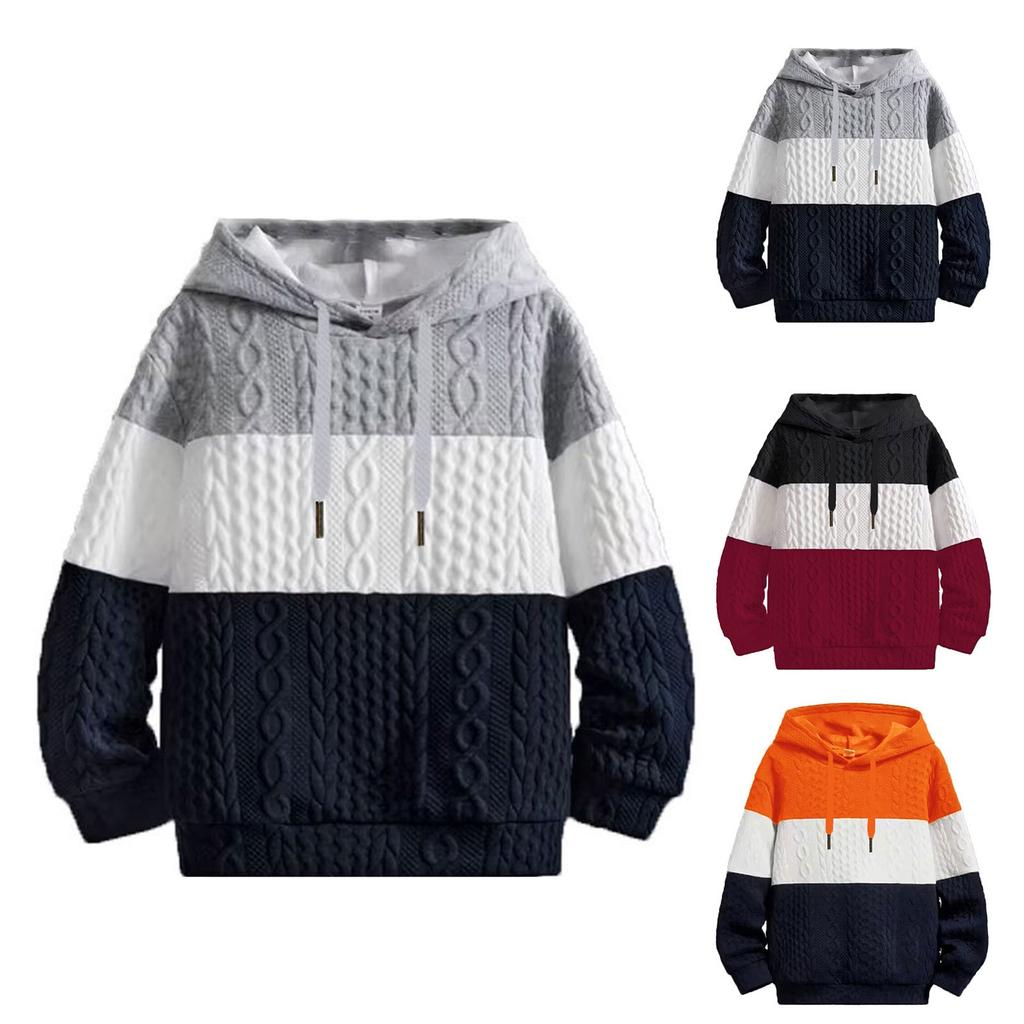 Men's Colorblock Casual Hooded Sweatshirt Long Sleeve Pullover Sweatshirt