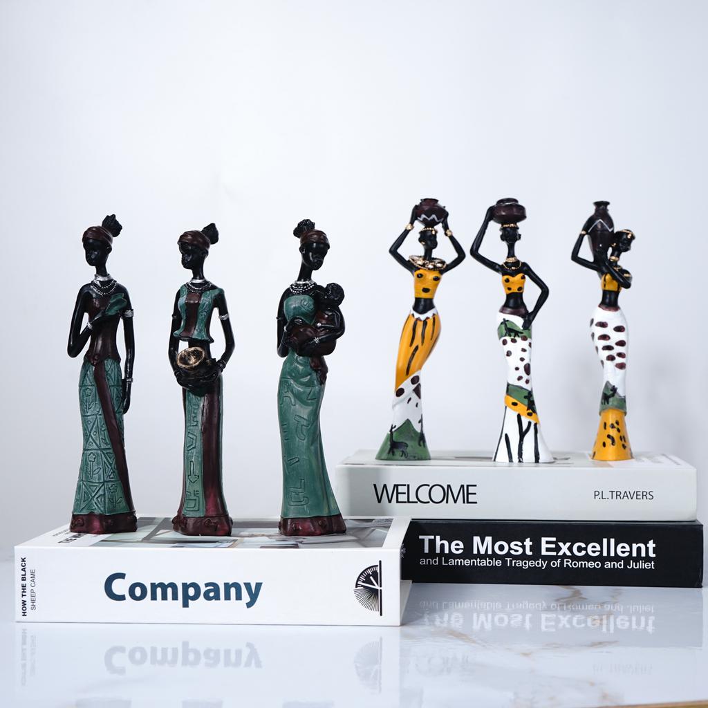 1/2/3pcs Decorative Sculpture Statue Home Decor House Home Decoration Living Room table Black Folk Custom Doll Resin Crafts