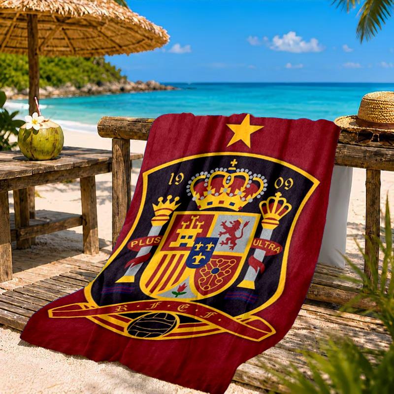 Asciugamano da Spiaggia in Microfibra Stampato con Emblema Nazionale Spagnolo, Morbido e Assorbente, Asciugatura Rapida, Ideale per Viaggi Estivi, Essenziale per la Spiaggia, Piscina