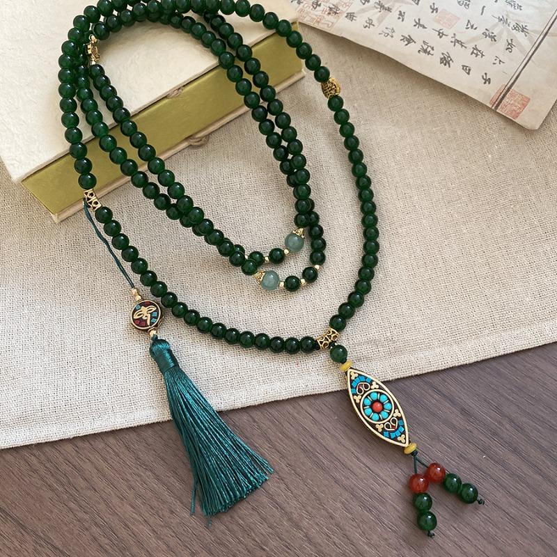 Mary Vintage ethnic crystal beaded necklace & waist chain - new chinese style collarbone chain