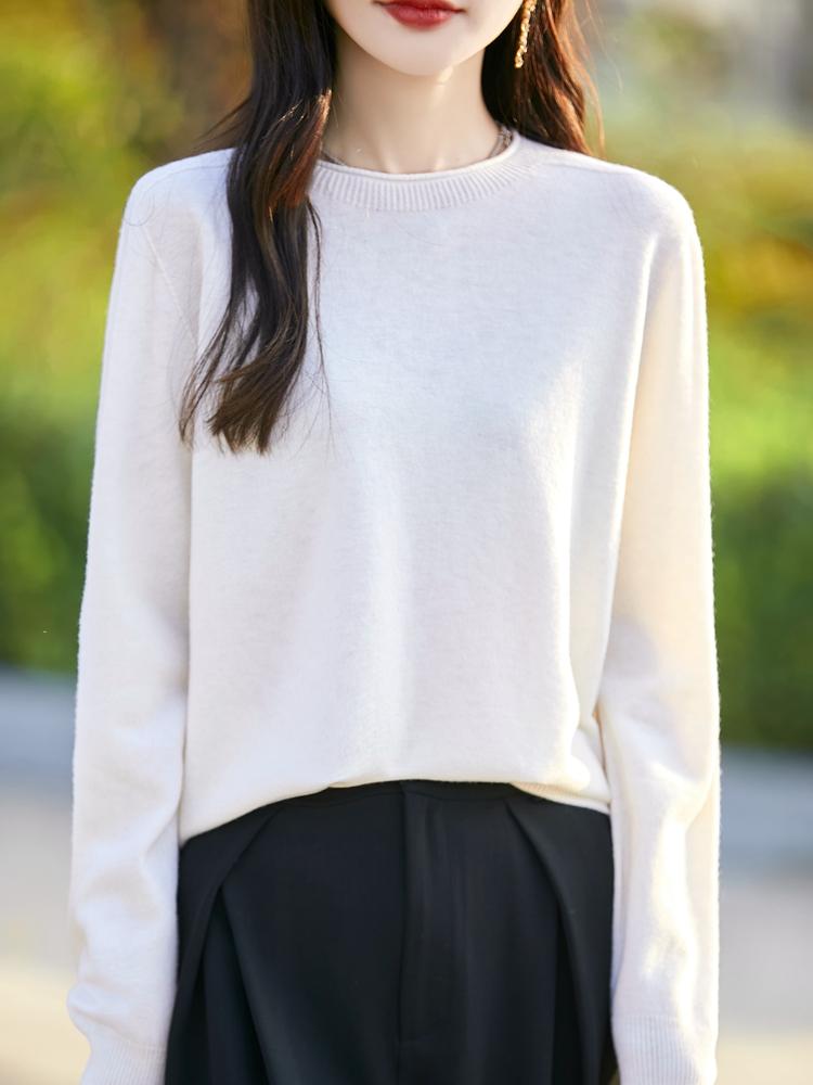 Women's Cashmere Sweater Qinghe Cashmere 50% Silk 50% Wool Autumn and Winter Cashmere Pullover Soft and Warm