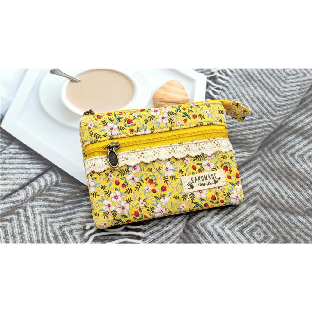 Encantador Monedero Mini con Estampado Floral, Adecuado para Mujeres, Compacto Monedero Multiespacio con Cremallera